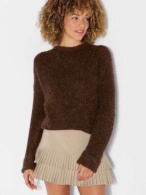 Women's Crewneck Cozy Cocoon Pullover Sweater - Wild Fable™ Brown L